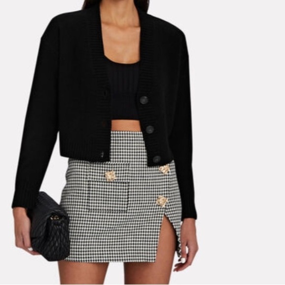 INTERMIX Grethel Wool Cashmere Cardigan Black Sweater Crop Sz P XS - Picture 1 of 12